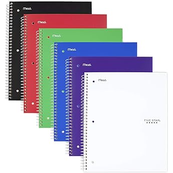 Five Star Spiral Notebooks 6-Pack 1-Subject Assorted Colors by Five Star - American Made