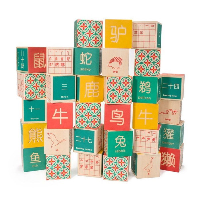 Uncle Goose Chinese Blocks 32 Piece Mandarin Language Set by Uncle Goose - American Made