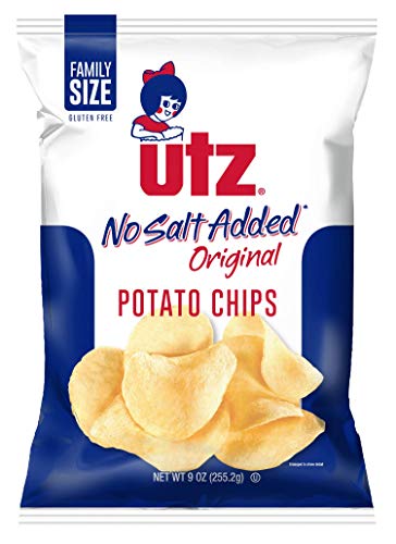 UTZ No Salt Added Original Potato Chips 9.5oz 4 Bags by Utz - American Made