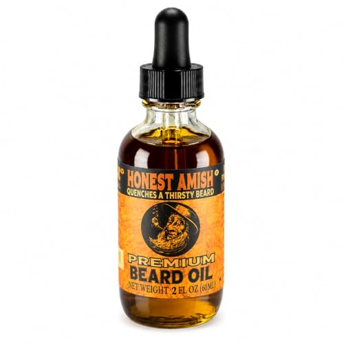 Honest Amish Premium Beard Oil for Men, Organic Argan and Jojoba Oil, 2 oz