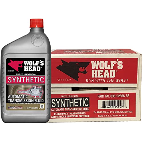 Wolf's Head Super Universal Synthetic Automatic Transmission Fluid (836-92866-56) 1 Quart Bottle, Pack of 12