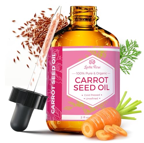 Carrot Seed Oil by Leven Rose, 100% Pure Unrefined Cold Pressed Moisturizer for Hair Skin and