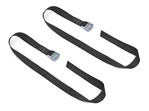 PowerTye 1.5 inch x 4ft HD Lashing Strap with Silver Buckle, Black 2-Pack, Continuous loop lashing strap (no h