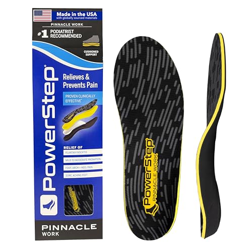 PowerStep Pinnacle Work Insoles, Work Boot Arch Support, Plantar Fasciitis Relief, Pronation