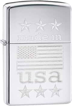 Zippo Made in USA with Flag Pocket Lighter