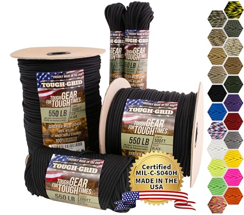 TOUGH-GRID 550 Paracord, 100% Nylon, Type III Mil-Spec 50 ft