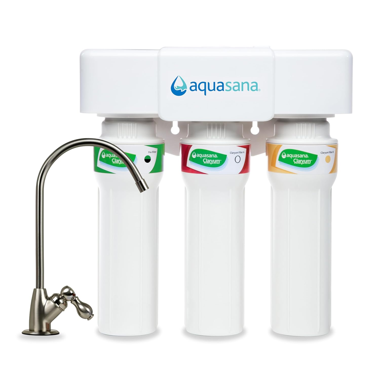 Aquasana AQ-5300+.55 Claryum 3-Stage Max Flow Under Sink Water Filter System with Brushed Nickel Faucet by Aquasana - American Made