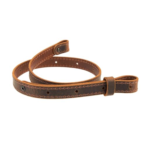 Nohma Leather Buffalo Leather Rifle Gun Sling, Crazy Horse/Brown Stitch, Amish Handmade 1" Width