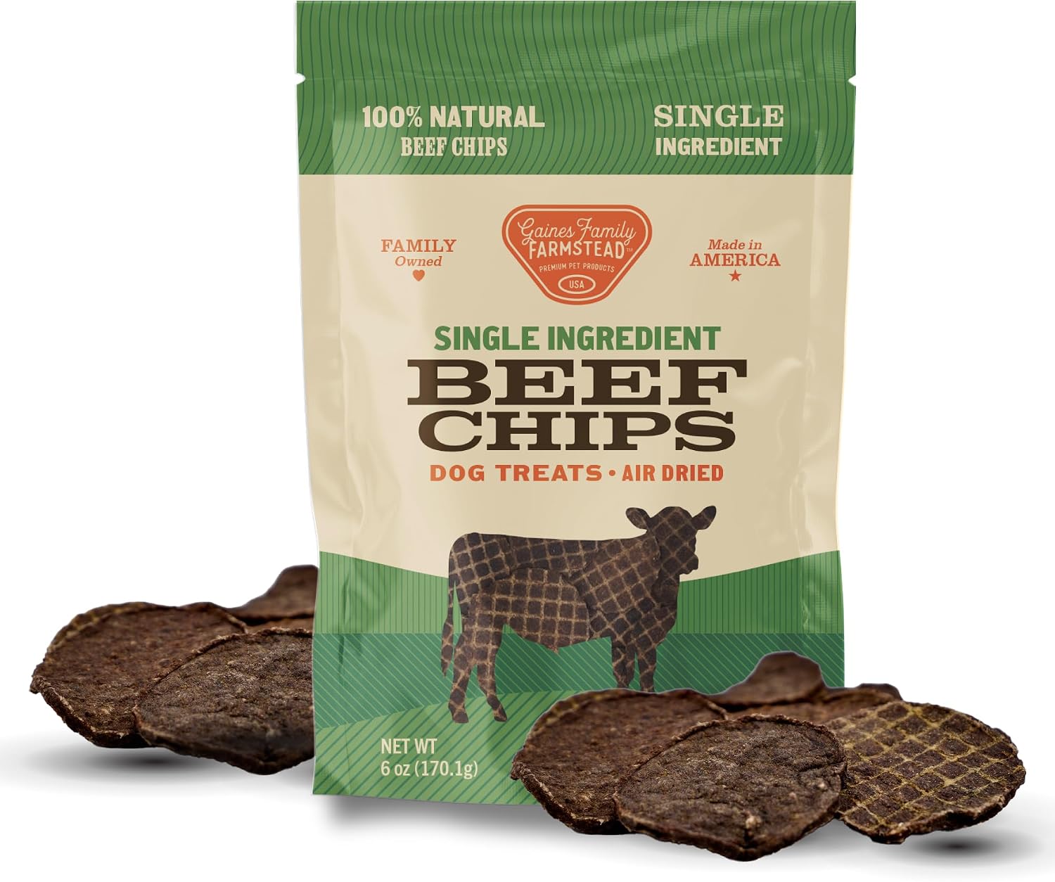 Gaines Family Farmstead Beef Chips for Dogs 6 oz by Gaines Family Farmstead - American Made