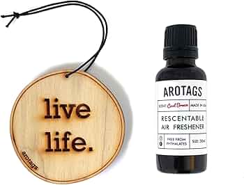 Arotags Wooden Car Air Freshener, Live Life Design, Cool Breeze by Arotags - American Made