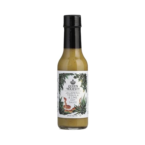 Queen Majesty Jalapeño, Tequila & Lime Hot Sauce, 5 oz - All Natural, Vegan, Kosher, Gluten Free, non GMO, No