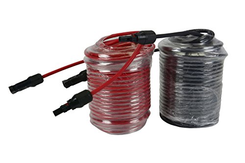 TEMCo Solar Panel Extension Cable 10 AWG 100 Ft Red + 100 Ft Black w/Staubli MC4 Connectors