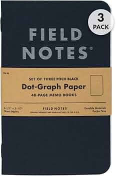 Field Notes Pitch Black Memo Books 3-Pack Dot-Graph by Field Notes - American Made