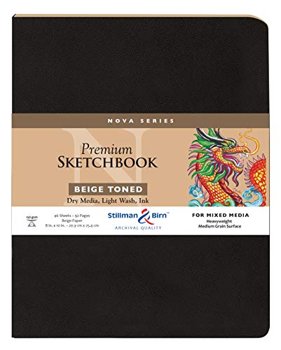 Stillman & Birn Nova Series Beige Softcover Sketchbook, 8" x 10", 150 GSM (Heavyweight),Beige Paper, Medium Gr