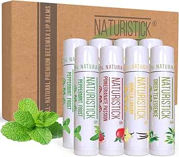 Naturistick Premium Beeswax Lip Balm 8-Pack Assorted Scents Made in USA by Naturistick - American Made
