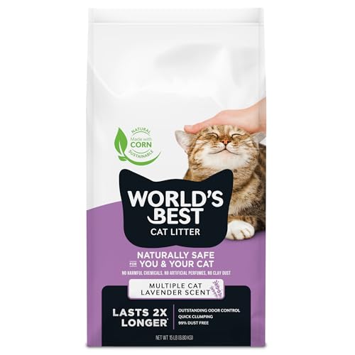 World's Best Cat Litter Lavender, Long-Lasting Odor Control, 15 lb Bag