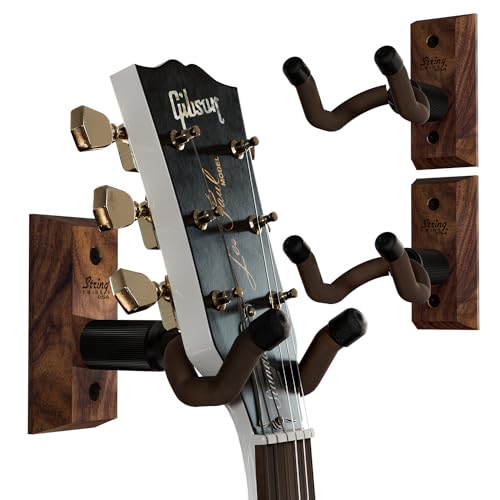 String Swing Guitar Wall Mount 3 Pack, Hangers, Holder Hook for Wall, Fits All Size Acoustic, Electric, Bass -