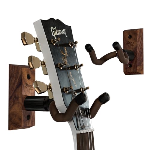 String Swing CC01K-BW Black Walnut Guitar Hanger, 2-Pack