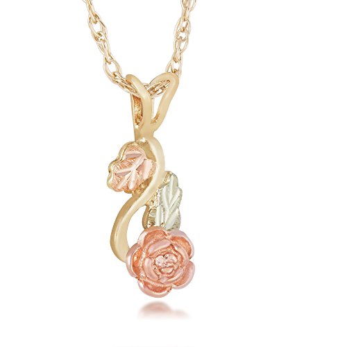 Landstroms 10K Black Hills Gold Rose Pendant with 12K Leaves