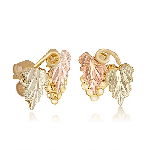Landstroms Black Hills 10k Gold Post Earrings with 12K Gold Leaves