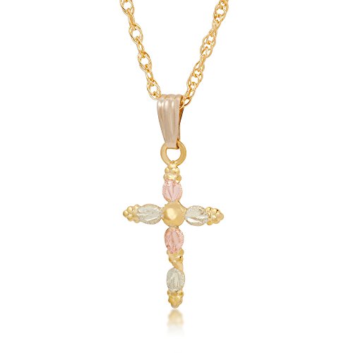 Landstroms Black Hills 10k Gold Cross Pendant, 12K Gold Leaves