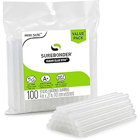 Surebonder Clear Stik Hot Glue Sticks, Mini Size, 100-Pack - Made in USA by Surebonder - American Made