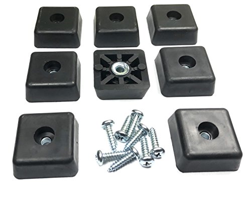 8 Large Square Rubber Feet Foot Bumpers w/Stainless Screws - .590 H X 1.500 W- Heavy Duty, Non Marking for Fur
