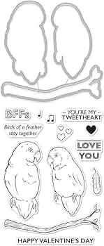 Hero Arts Clear Stamps with Coordinating Dies Love Birds Stamp and Cut