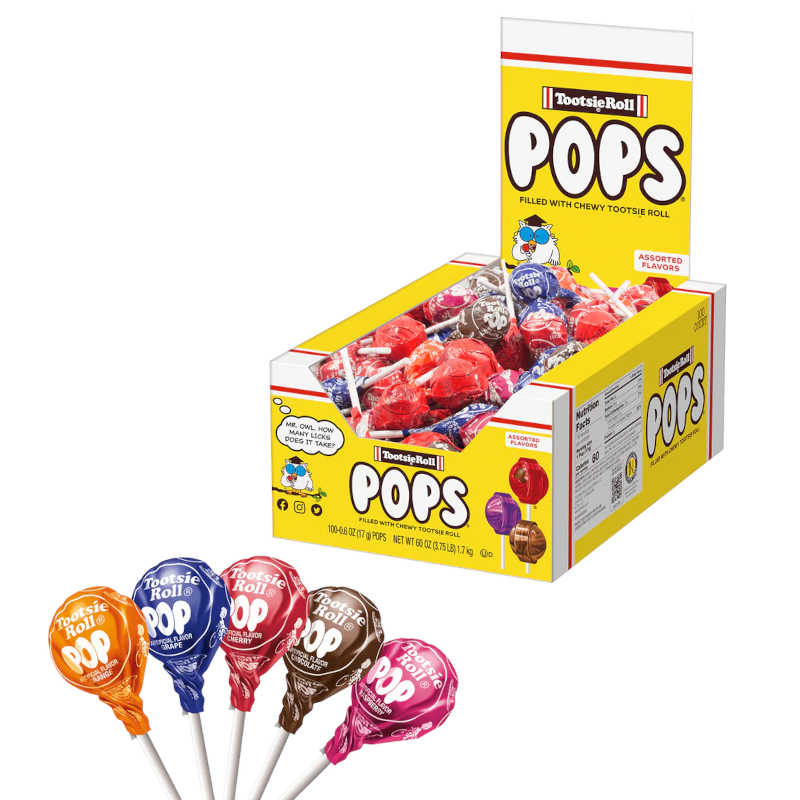 Tootsie Pops Assorted Flavors 100 Count by Tootsie Roll Industries - American Made
