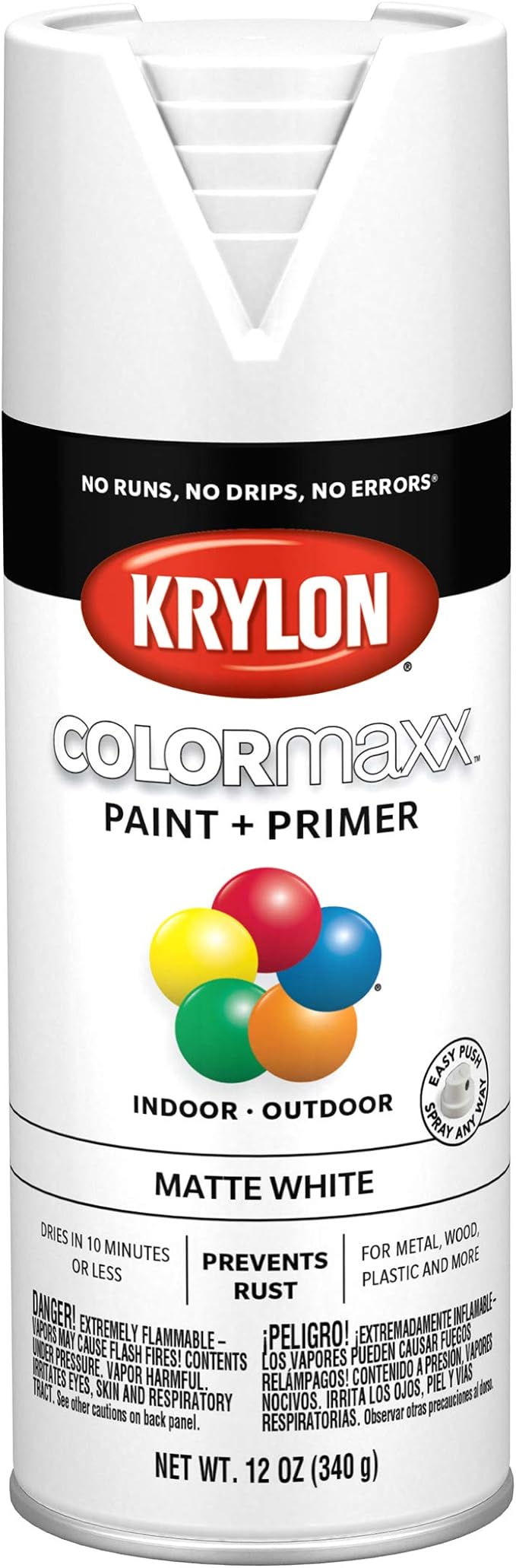 Krylon COLORmaxx Matte White Spray Paint 12 oz by Krylon - American Made