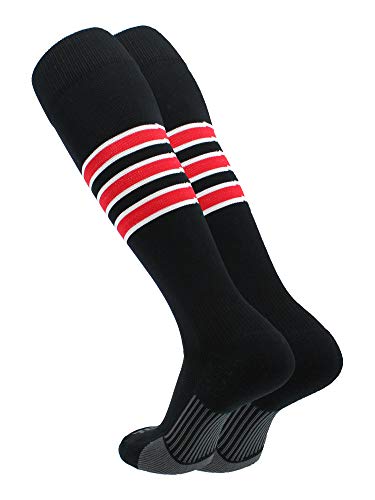 TCK Baseball & Softball Socks| Black/White/Scarlet | Medium