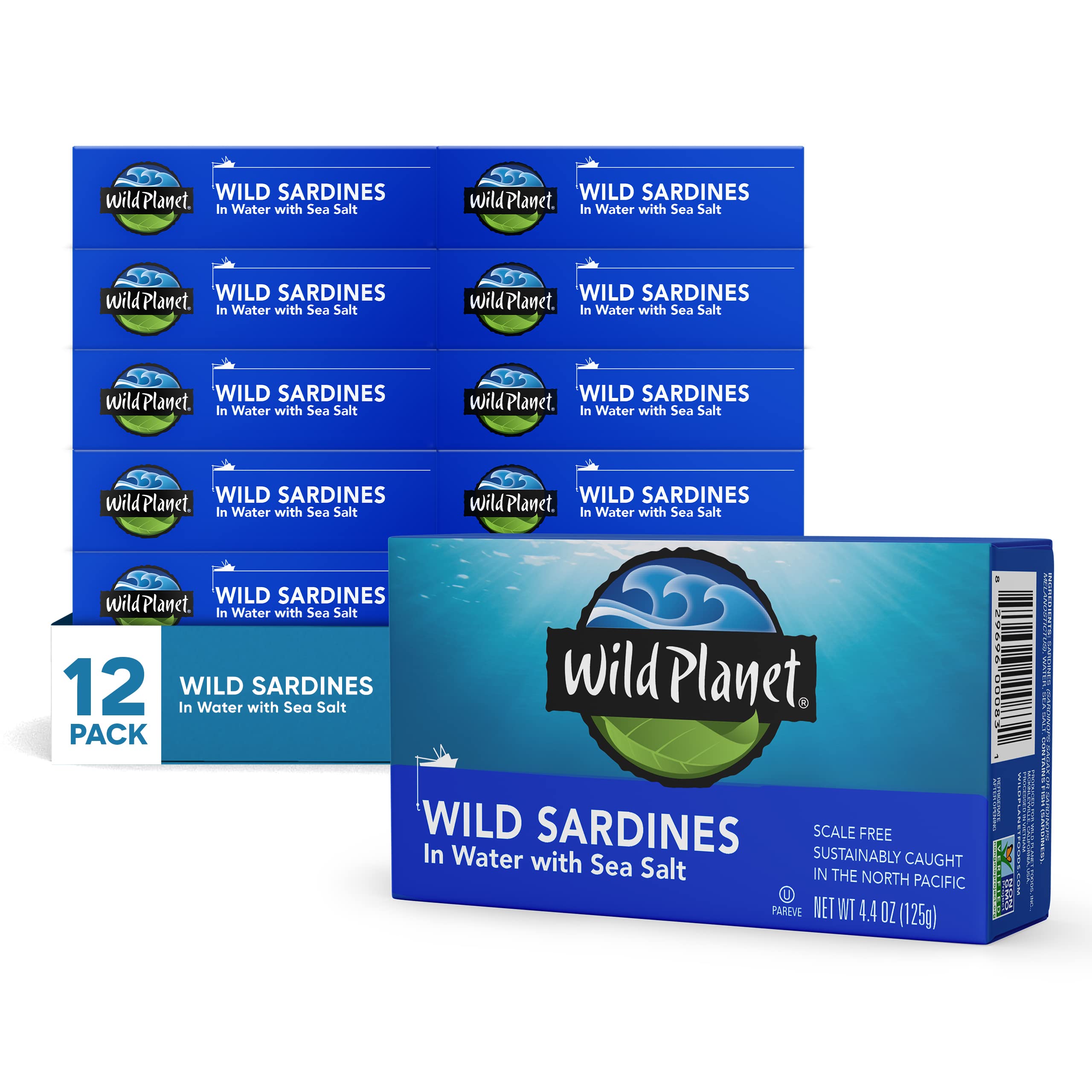 Wild Planet Wild Sardines in Water 4.4 oz Can 12 Pack by Wild Planet Foods - American Made