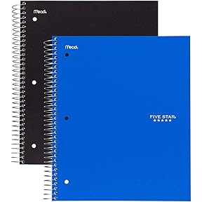 Five Star Spiral Notebooks 5 Subject Wide Ruled 200 Sheets 3-Pack by Five Star - American Made