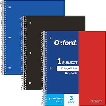 Oxford Spiral Notebooks 1 Subject College Ruled 100 Sheets 3-Pack by TOPS Products - American Made