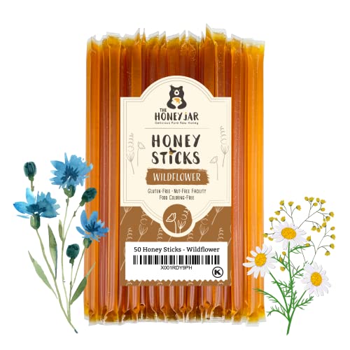 The Honey Jar - Wildflower Varietal Honey Sticks - Pure Honey Straws For Tea, Coffee, or a Healthy Treat - One