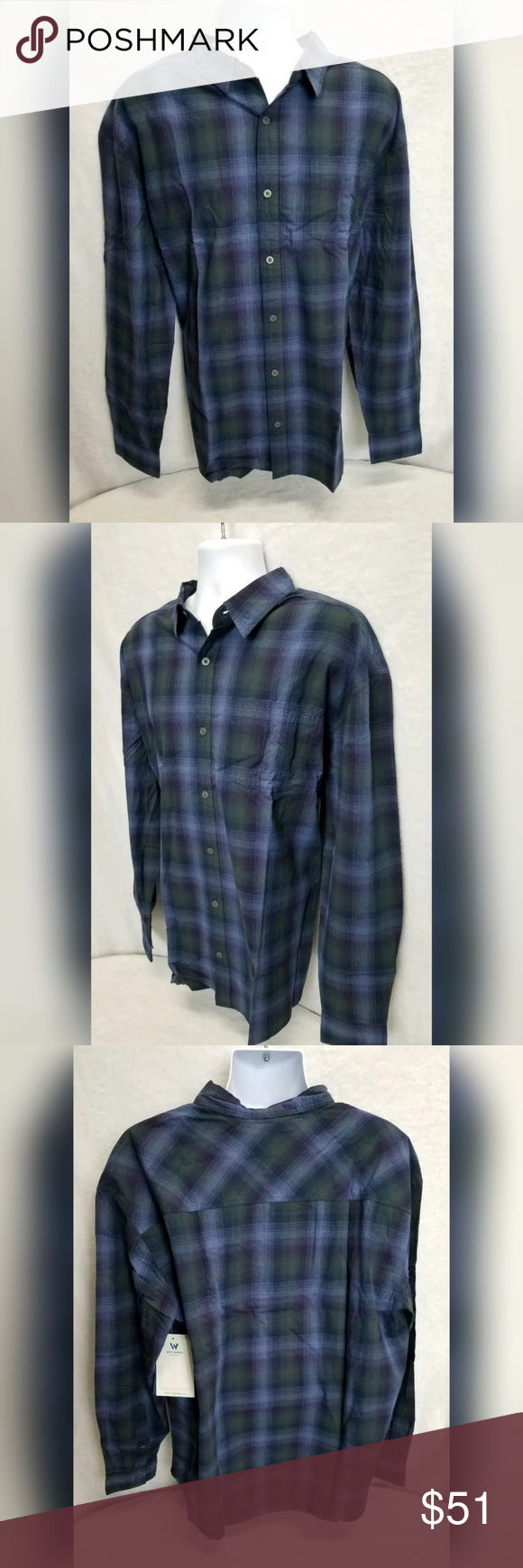 White Sierra Trail Plaid Long Sleeve Shirt Men's