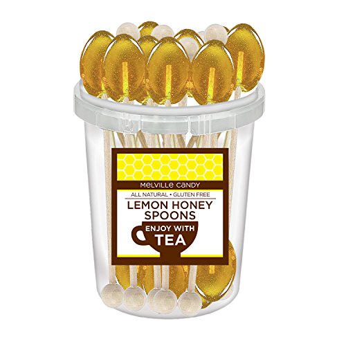 Melville Candy Honey Spoons for Tea, Lemon, 30 Count Bucket | Real honey on wooden sticks, individually wrappe