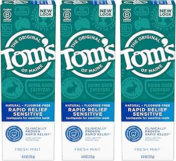Tom's of Maine Fluoride-Free Rapid Relief Sensitive Toothpaste 3-Pack