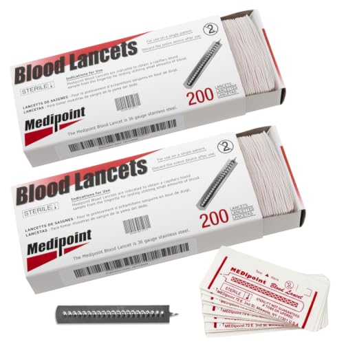 MEDIPOINT Stainless Steel Lancets – 200 Count (Pack of 2) | Sterile, Disposable, Individually Wrapped | Ultra-