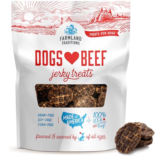 Farmland Traditions Dogs Love Beef Jerky Dog Treats with Only 3 Ingredients and No Fillers, 2.5 Pound (Pack of