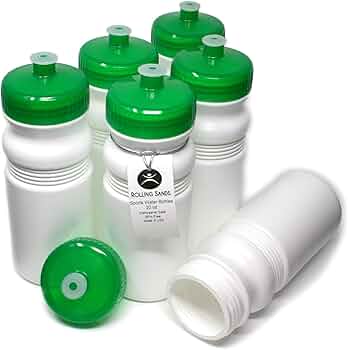 Rolling Sands USA Made 20oz Sports Water Bottles 6-Pack — White/Green