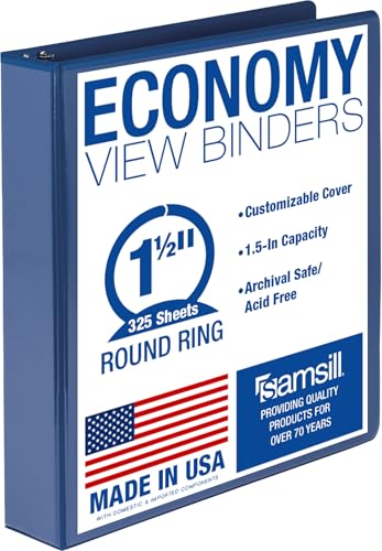 Samsill Economy 1.5 Inch 3 Ring Binder, Made in USA by Samsill - American Made