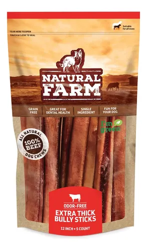 Natural Farm Jumbo Bully Sticks 12 inch 5-Pack by Natural Farm - American Made