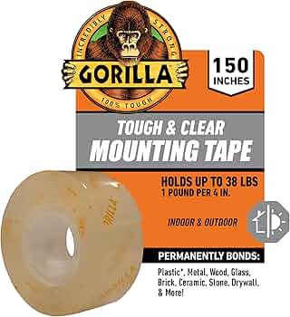 Gorilla Tough & Clear Double Sided Mounting Tape, 1" x 150"