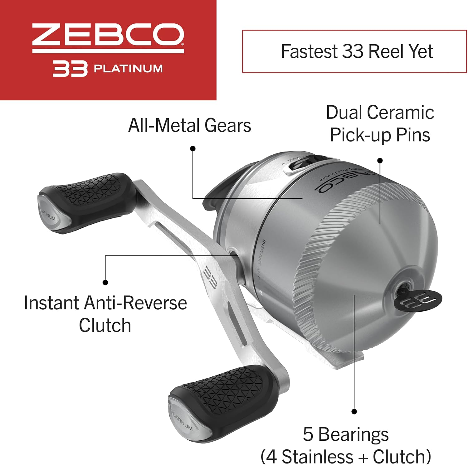 Zebco 33 Platinum Spincast Reel by Zebco - American Made