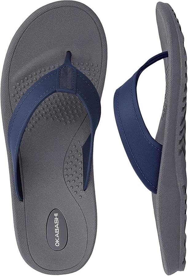 Okabashi Men's Mariner Flip Flop Slate/Navy by Okabashi - American Made