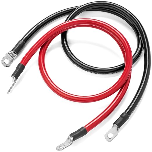Spartan Power 2/0 AWG Battery Cable Set 5 Foot with 3/8 Inch Ring Terminals by Spartan Power - American Made