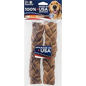 Pet Factory 100% USA Made Beefhide Donuts Peanut Butter 12 Count