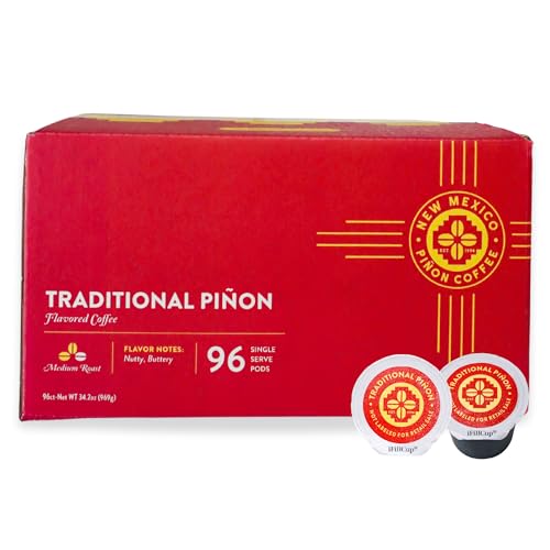 New Mexico Piñon Coffee K-Cups, Traditional Piñon Medium Roast, 96 Pods