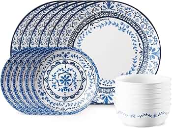 Corelle Vitrelle 18-Piece Service for 6 Dinnerware Set Portofino by Corelle - American Made